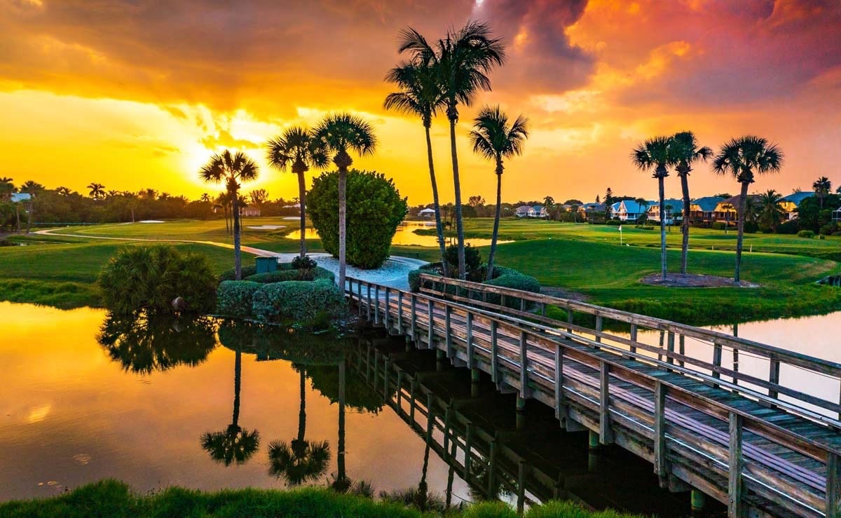 Sanibel Dunes Resort course at sunset